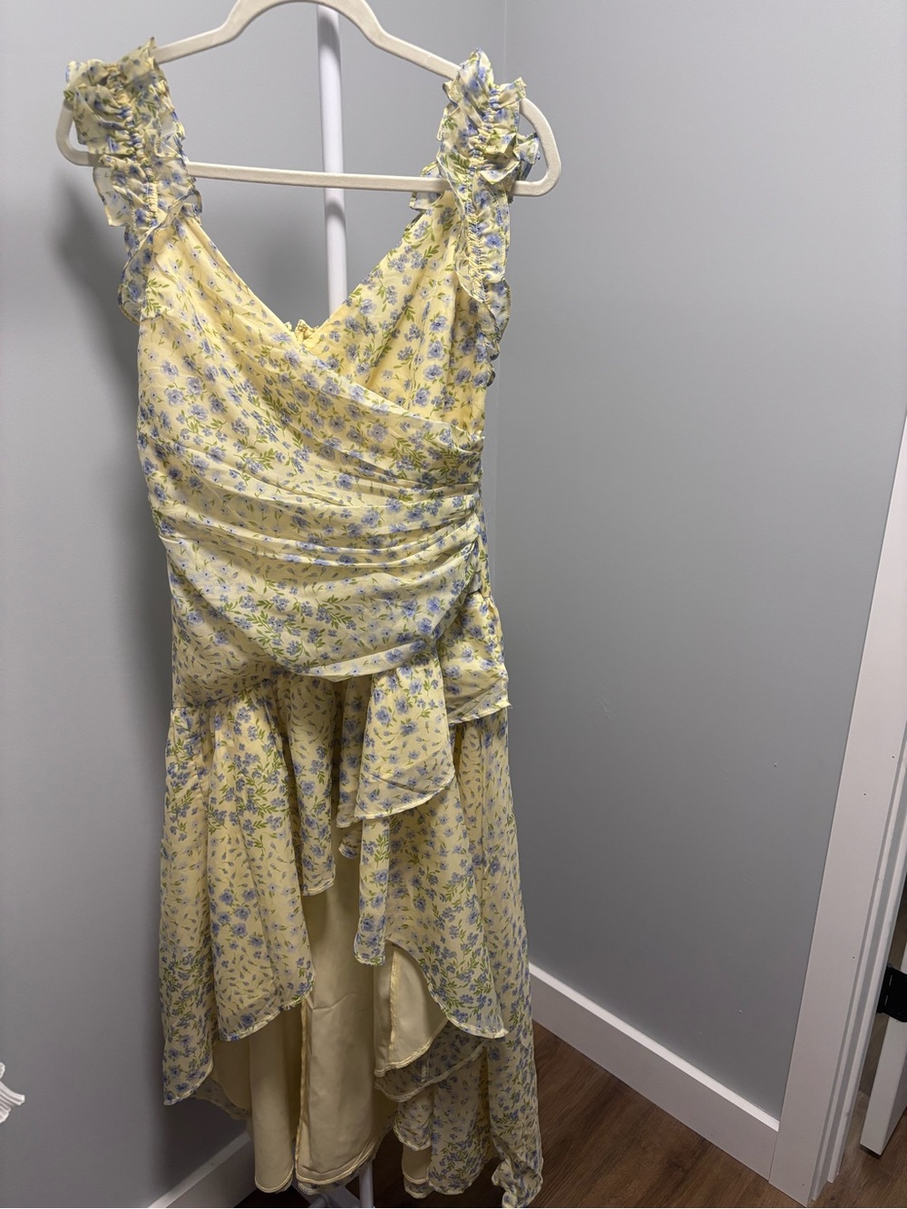 Abercrombie & Fitch Yellow Floral Sundress with Blue Accents